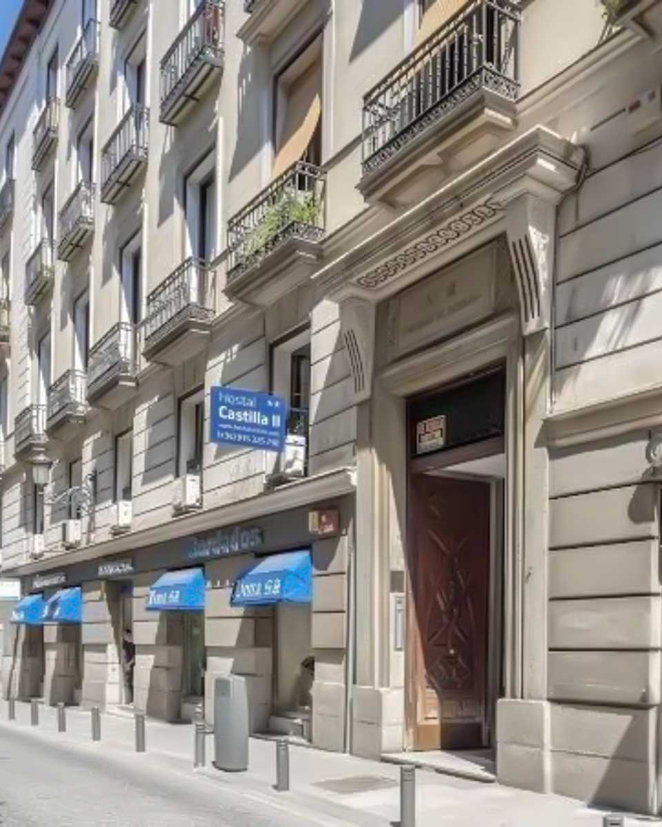 Outside of Hostal Castilla II Puerta del Sol in Madrid copy