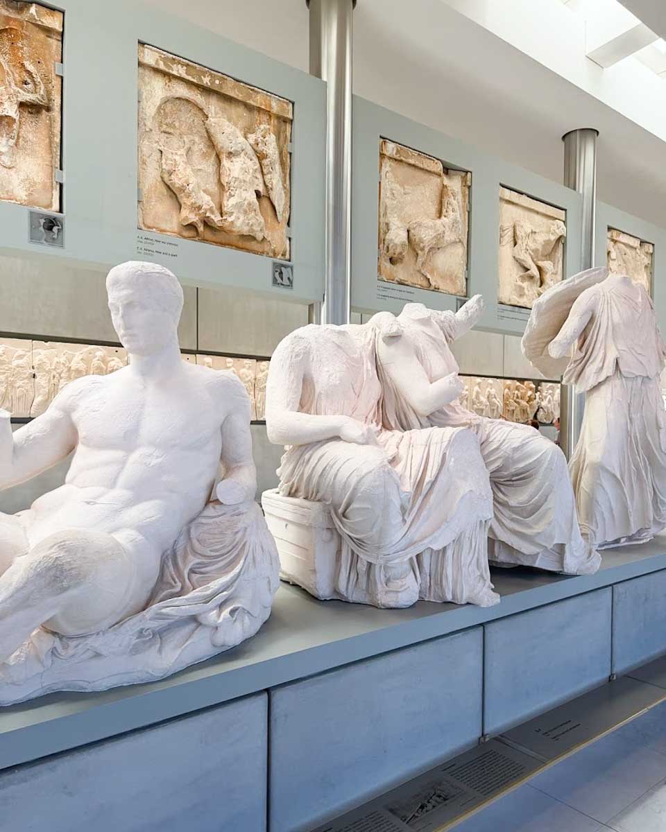 Ancient Parthenon sculptures displayed inside the Acropolis Museum