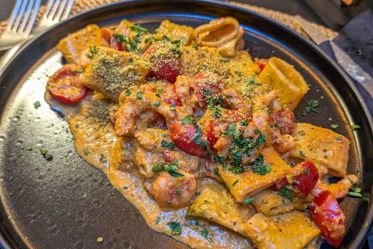 Pasta eaten on a wine tour from Pompeii Italy