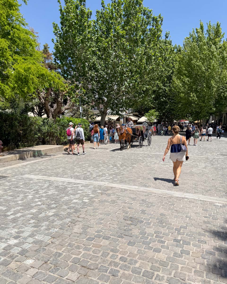 People walking in Athens Greece on Hannah trip