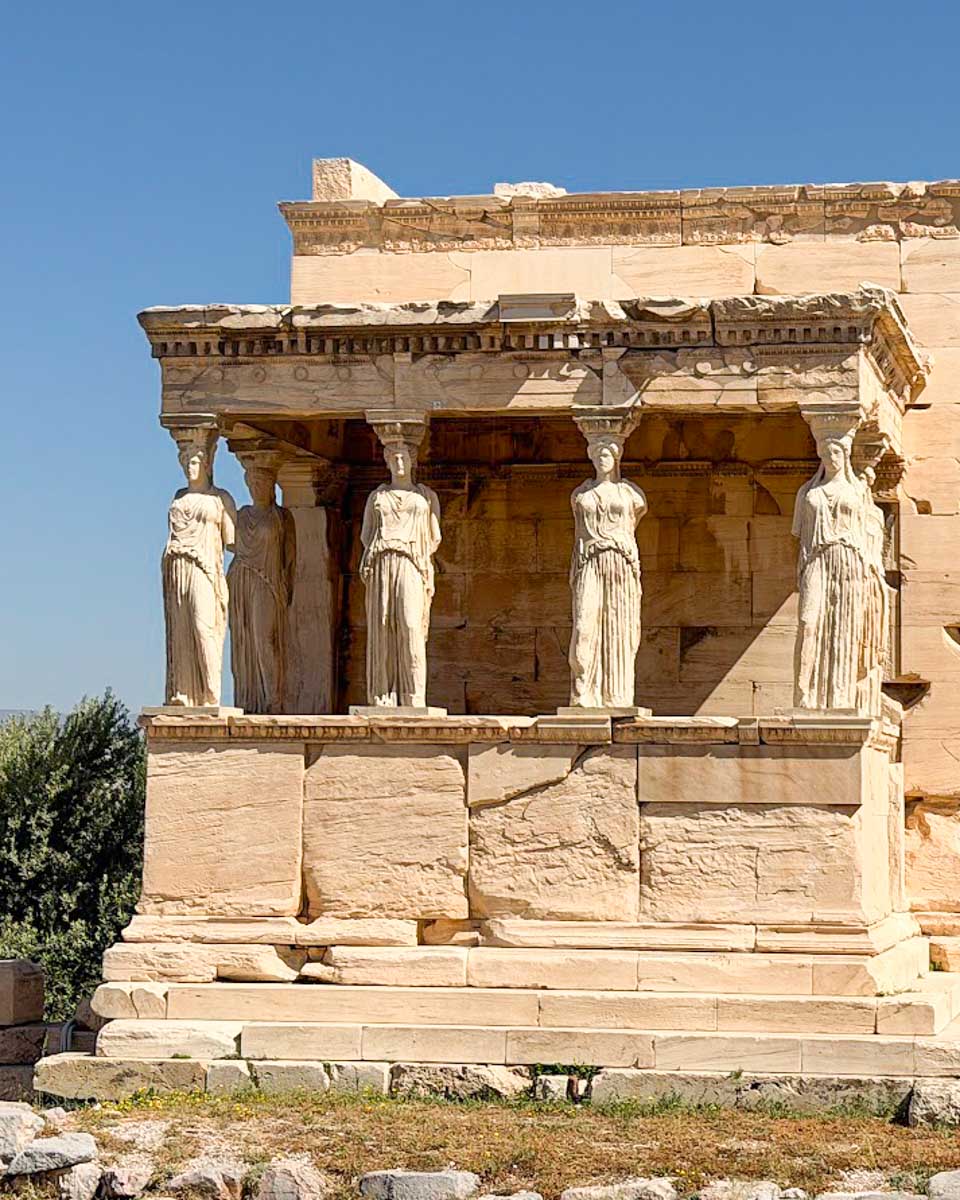 Porch of the Caryatids on the Erechtheion at the Acropolis in Athens, Greece