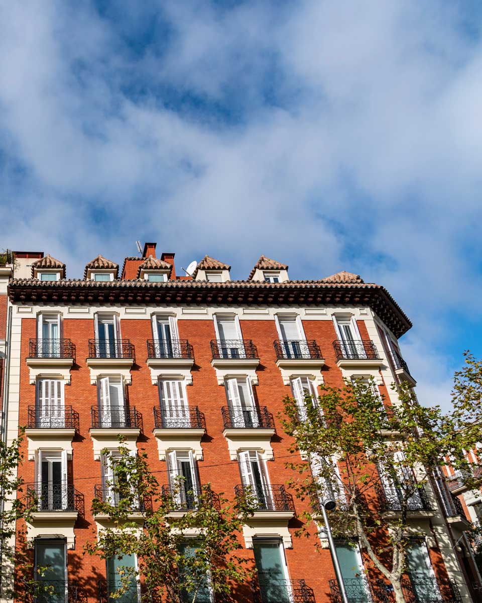 Residental buildings along Serrano Street in Madrid