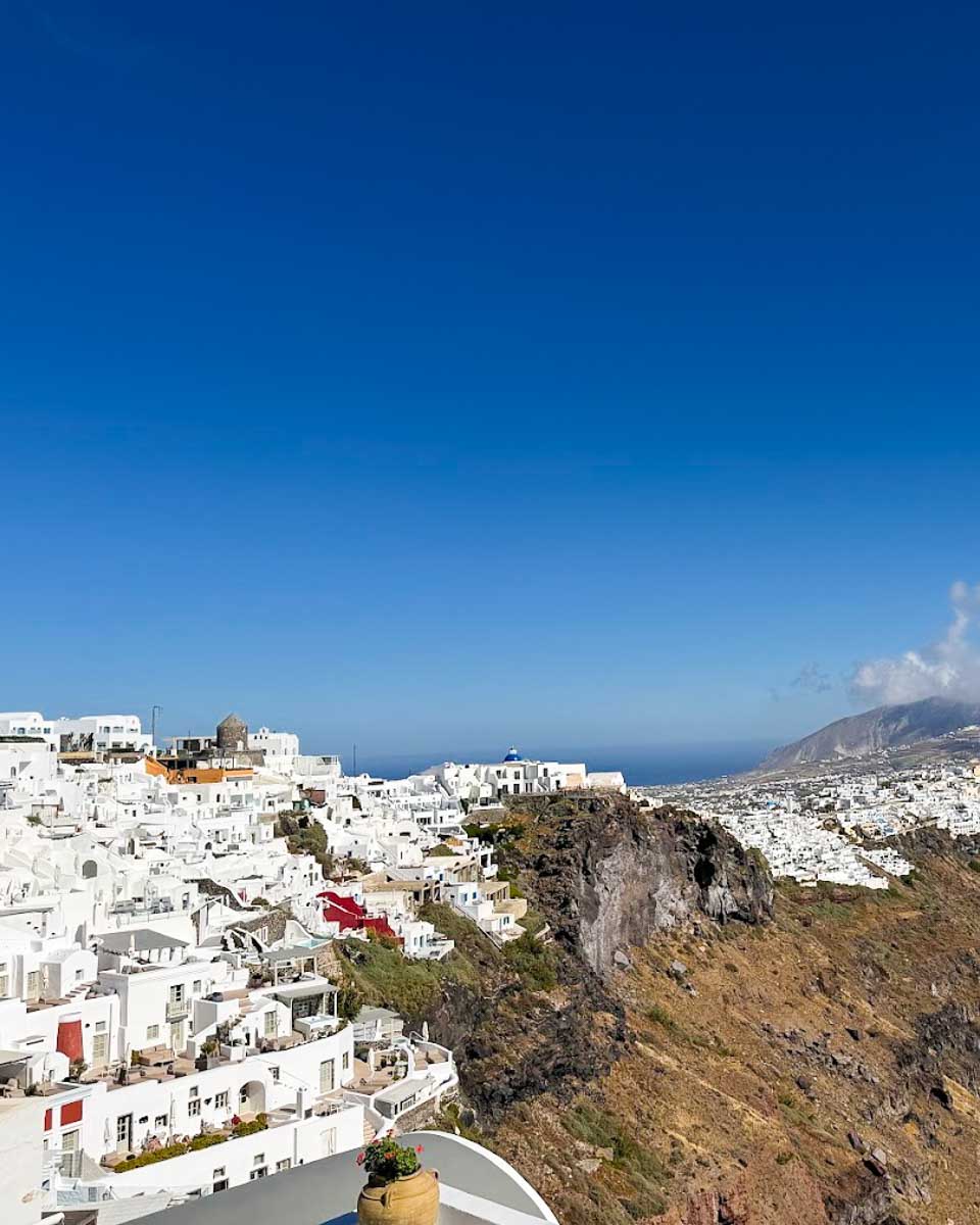 A scenic view of Imerovigli overlooking the Santorini caldera