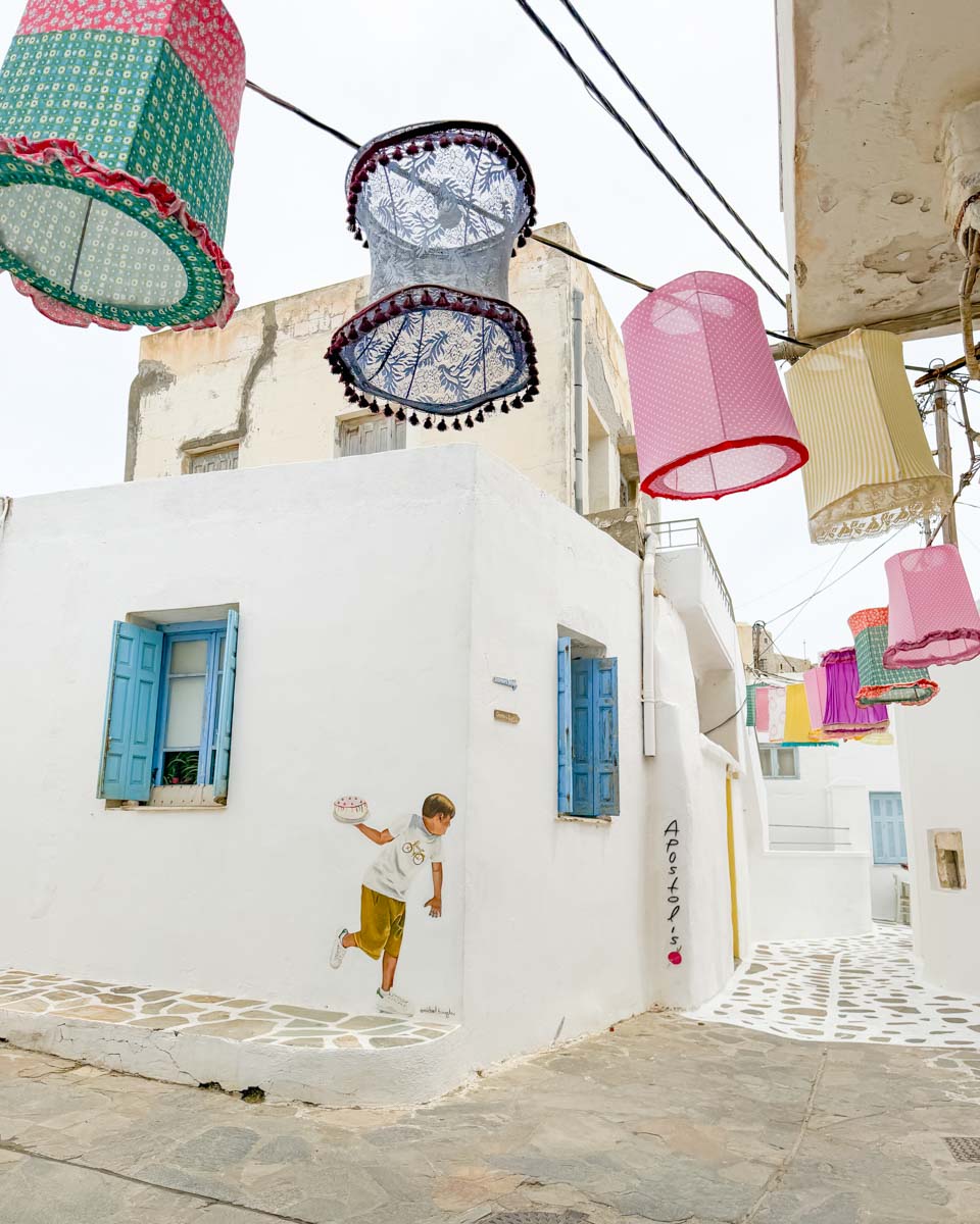 Street with graffiti in Naxos Greece on Hannah trip 1