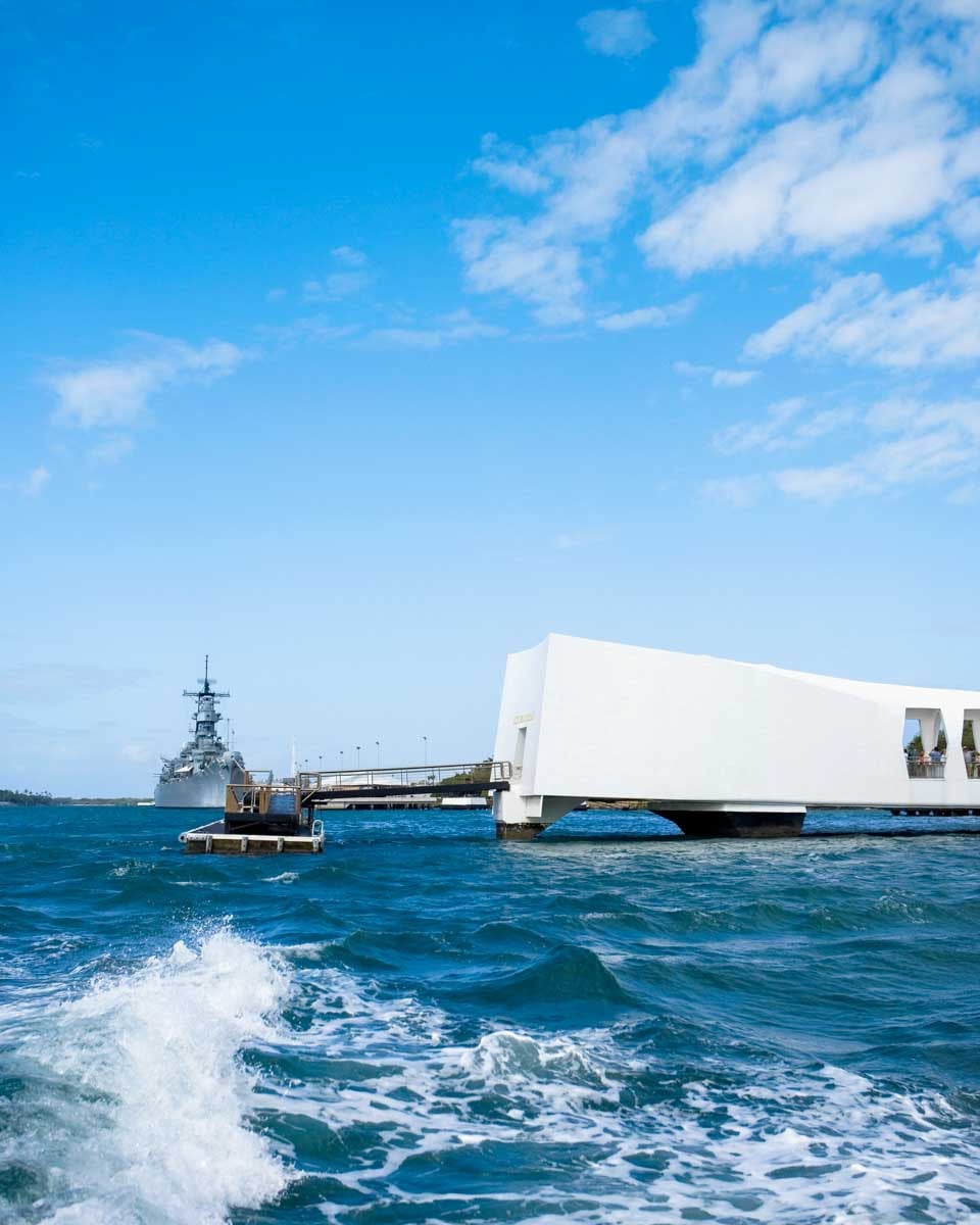 Taking the ferry back from the USS Arizona on a tour of Pearl Harbor in Hawaii