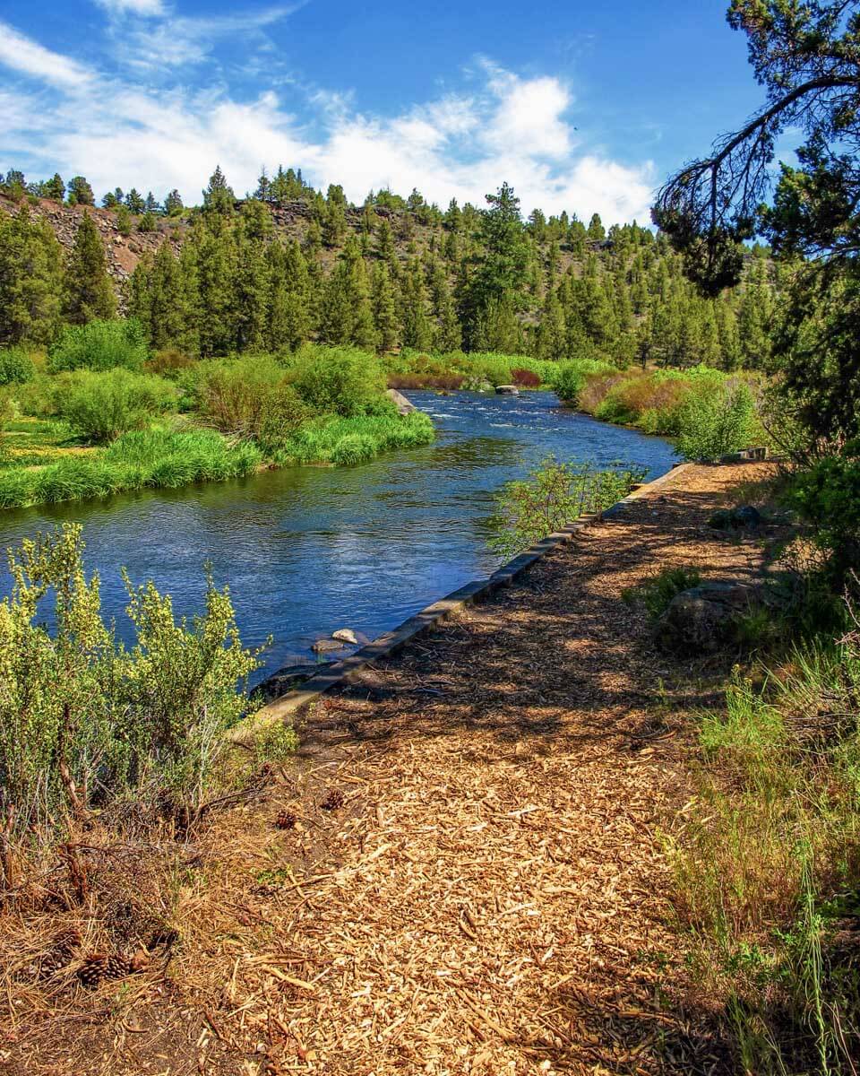 The Deschutes River seen on a bike tour in Bend Oregon