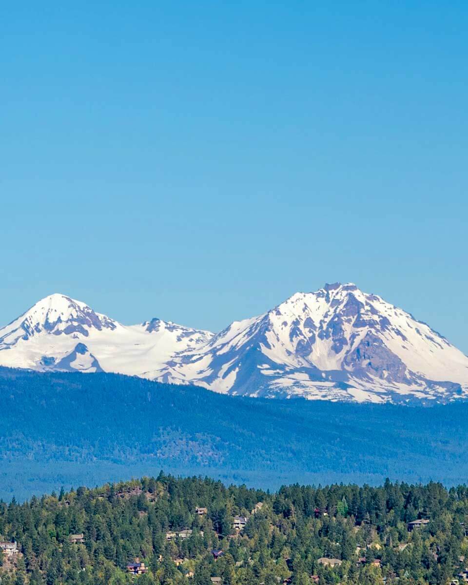 The Three Sisters mountain range seen on a bike tour in Bend Oregon