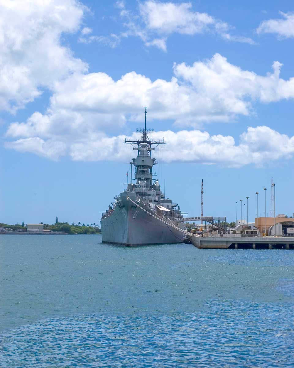 The USS Missouri seen on a Pearl Harbor tour in Hawaii