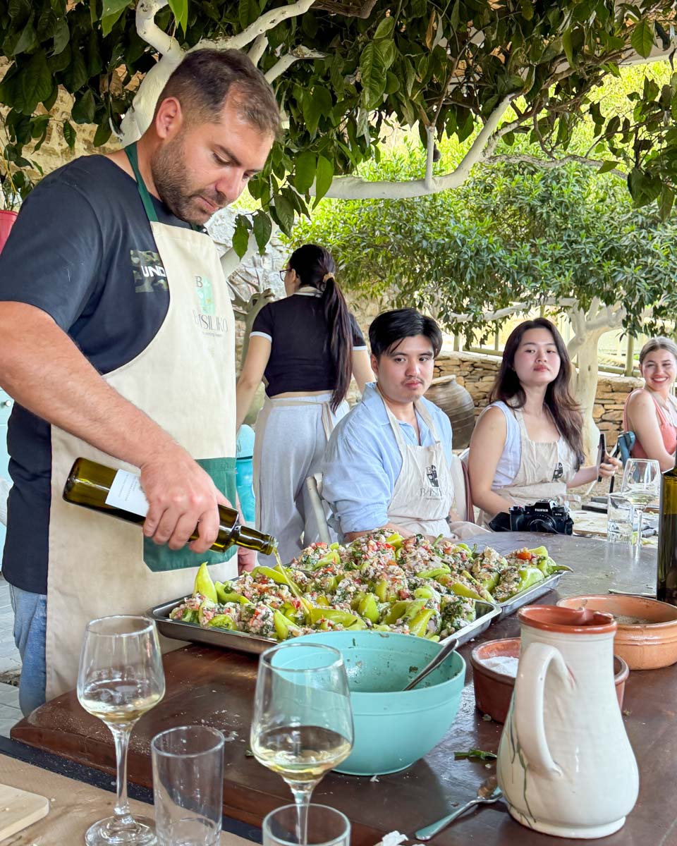 The coooking class in Naxos Greece on Hannah trip