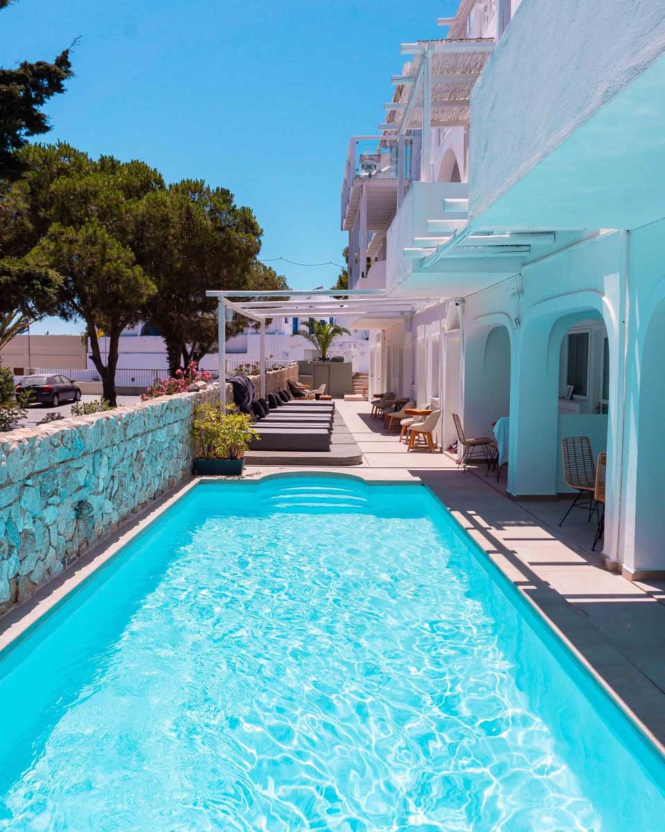 The outdoor pool at Loizos Stylish Residences in Santorini