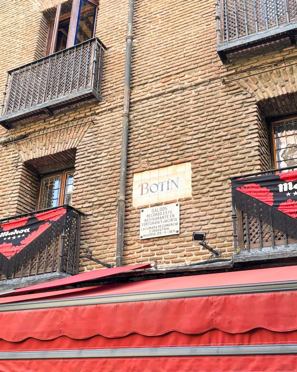 The outside of Botin restuarant in Madrid, Spain