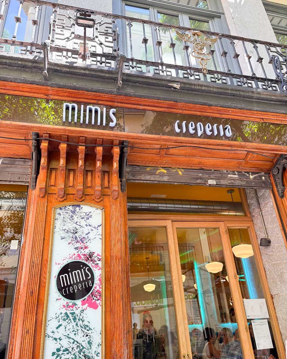 The outside of Mimi's Creperia in Madrid