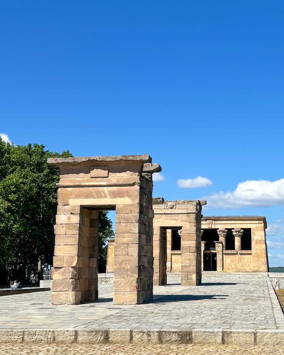 The outside of Temple of Debod in Madrid, Spain