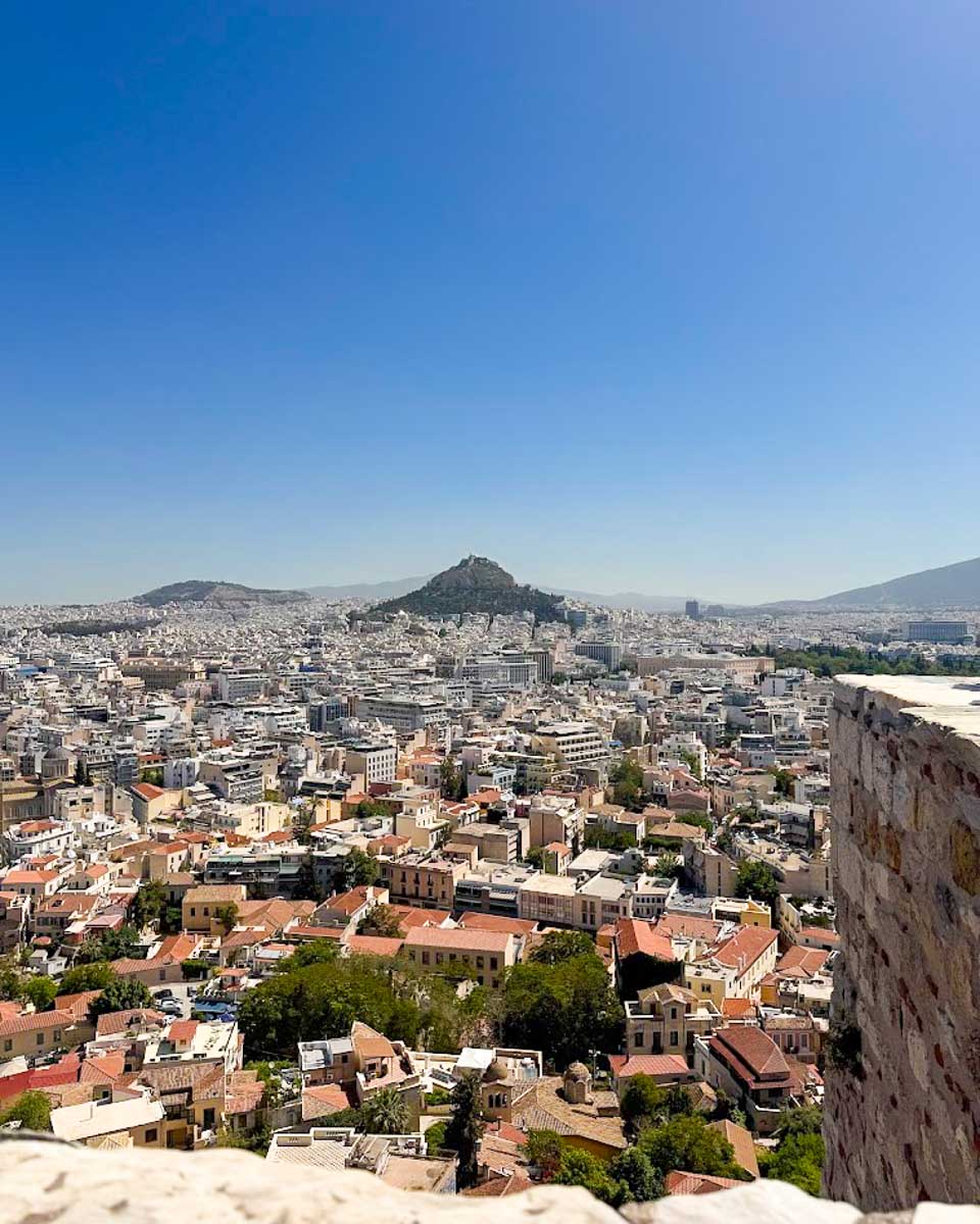 A panoramic view of Athens from the top of the Acropolis