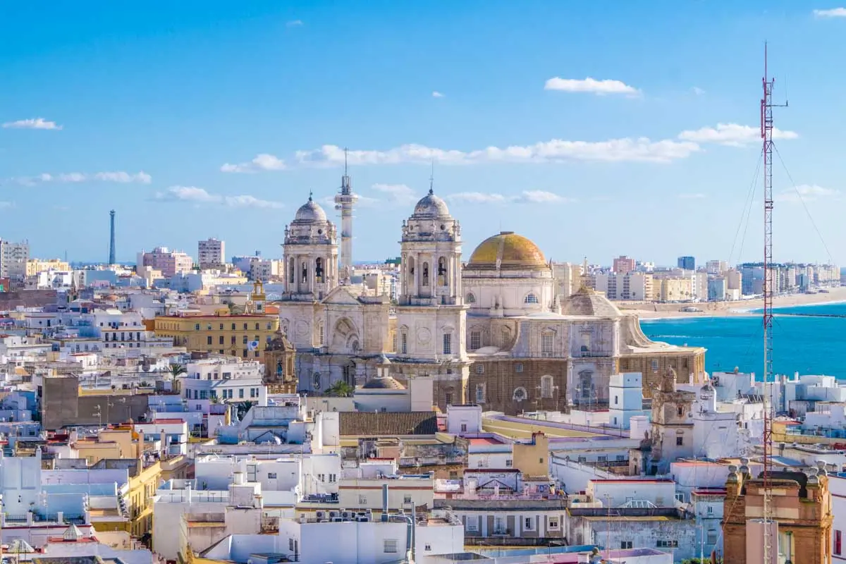 The view of Cadiz from Torre Tavira in Cadiz Spain