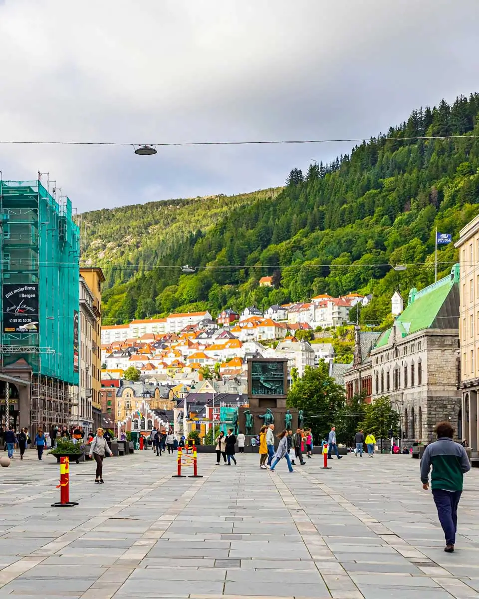 Torgallmenningen, the city center, in Bergen Norway