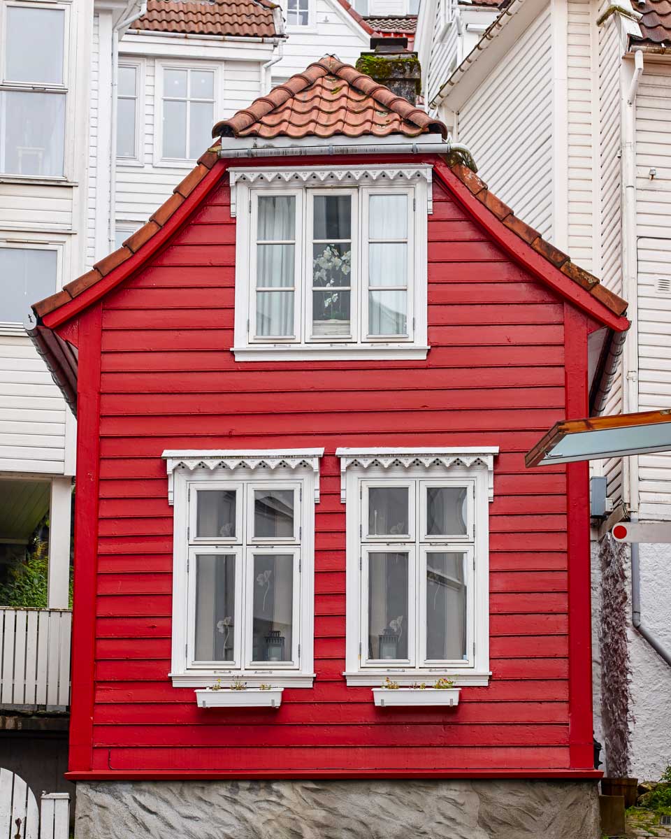 Traditional norwegian wooden facades in Bergen Norway