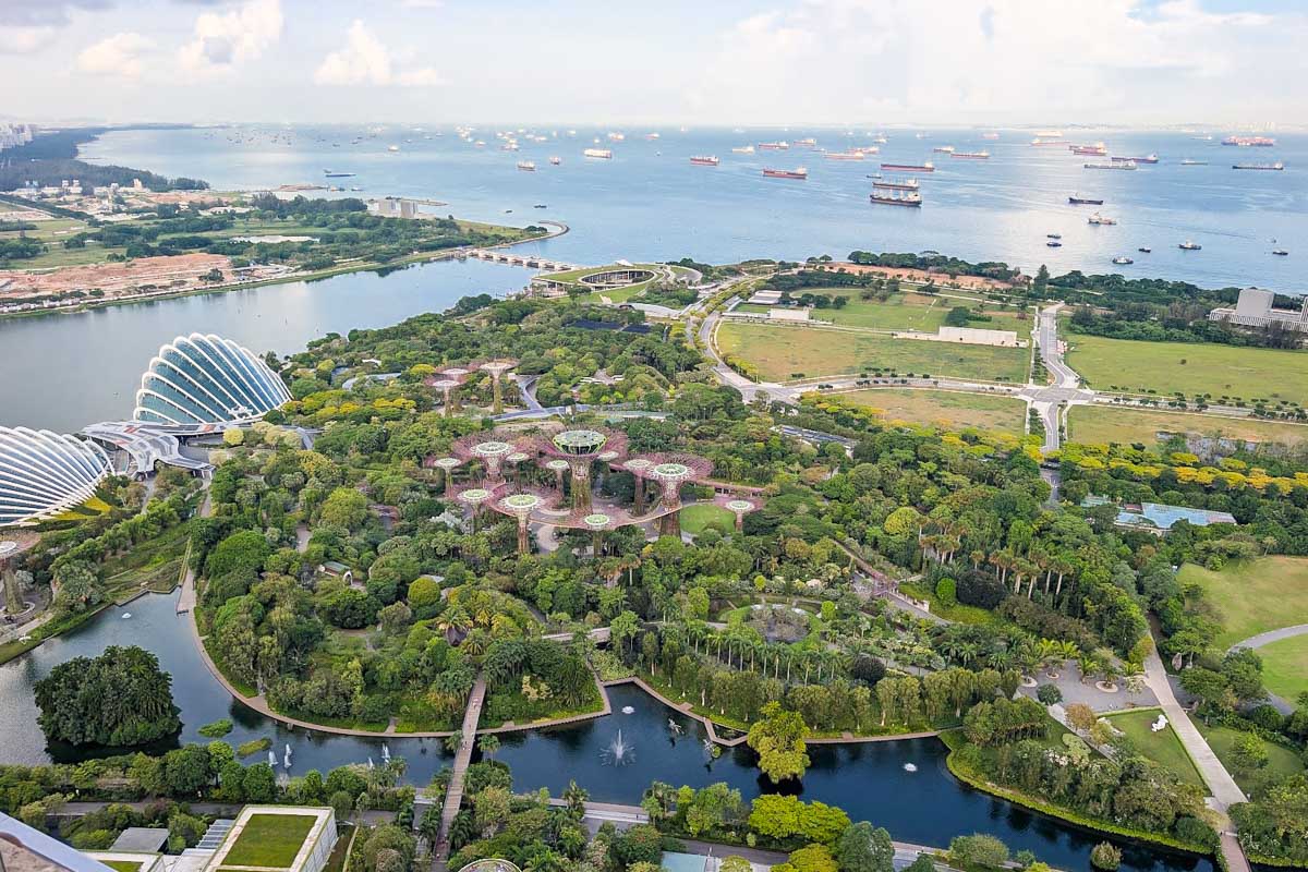 A panoramic view of Marina Bay from LAVO Italian Restaurant and Rooftop Bar in Singapore