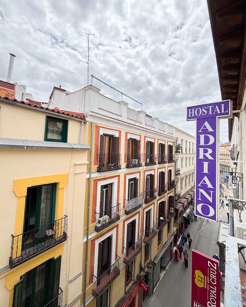 View from the balcony of a room at Hostal Adriano in Madrid