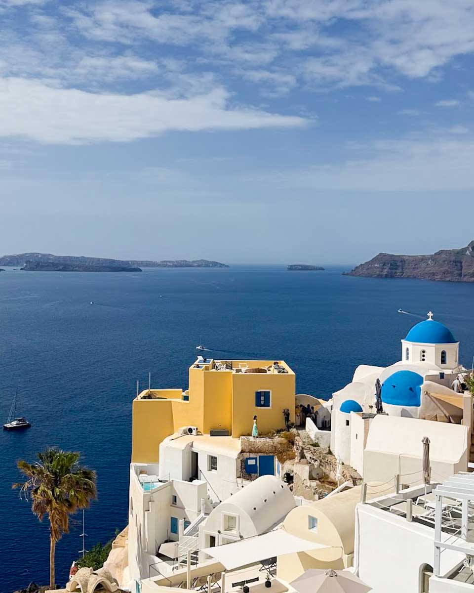 The whitewashed buildings of Oia overlooking the sea