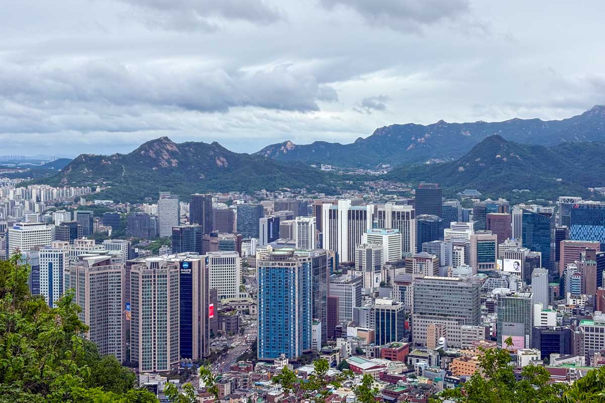 View of Seoul on a rainy day at the top of Namsan Mountain in Seoul South Korea 1