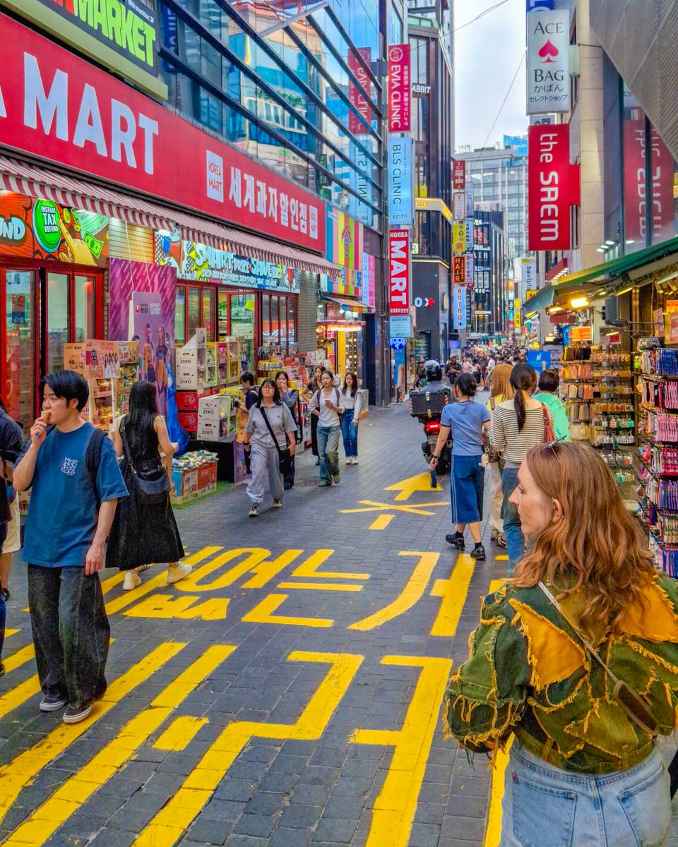 Walking down Myeong-dong Shopping Street in Seoul South Korea 1