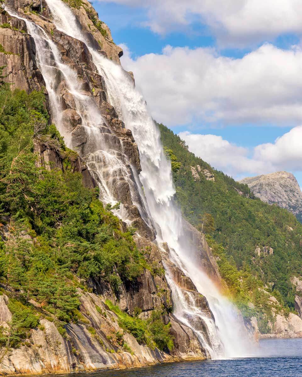 Whiskey Falls in Lysefjord on a tour cruise from Stavanger, Norway