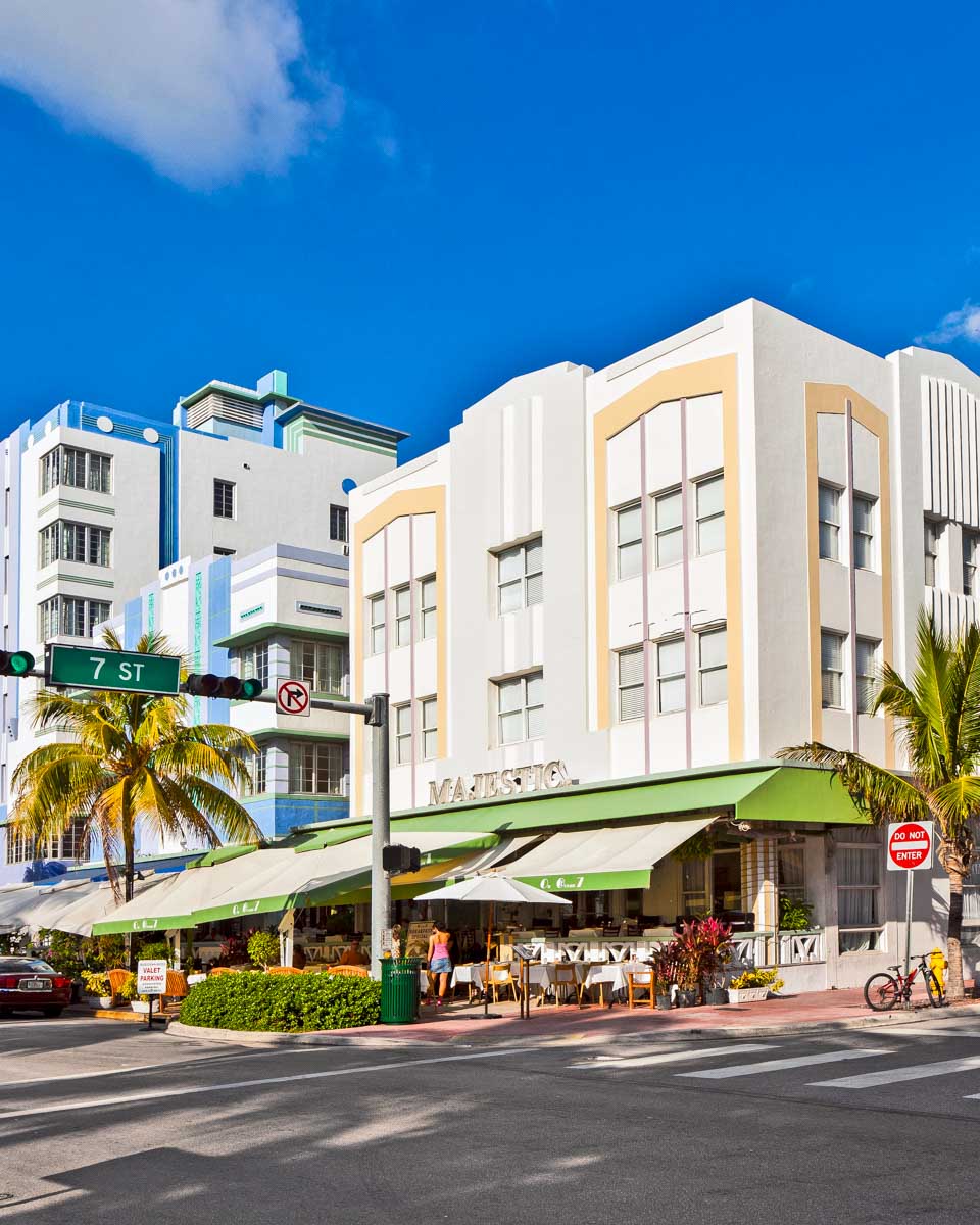 7th Ave in the Art Deco District of Miami Florida seen on a walking tour