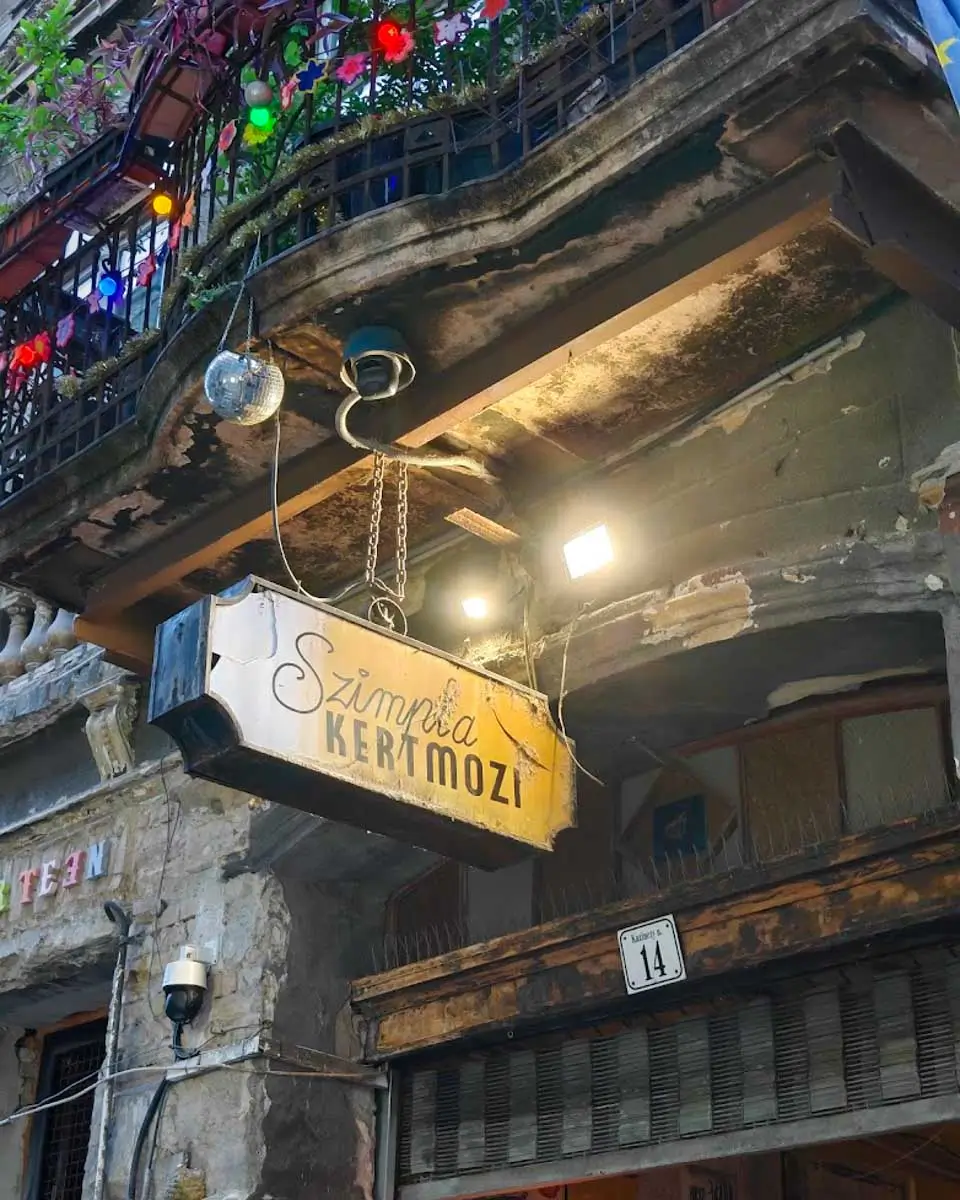 A bar spotted at Ruin Bars on a food tour in Budapest