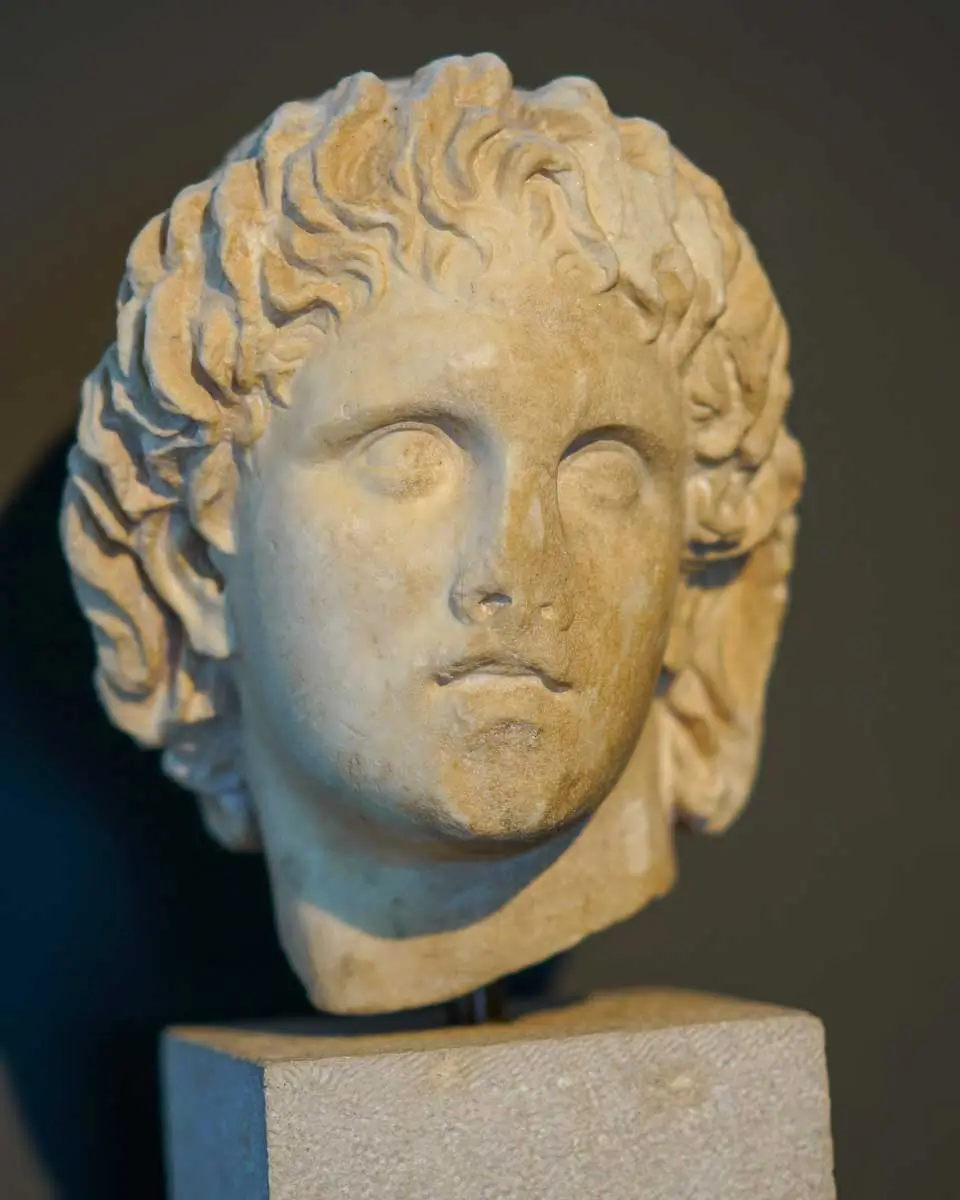 A bust of Alexander the Great seen at Pella Museum on a tour from Thessaloniki Greece