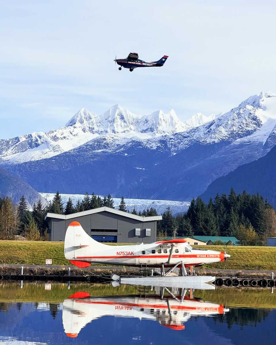 A sea plane from Wings Airways & The Taku Glacier Lodge on the water in Juneau