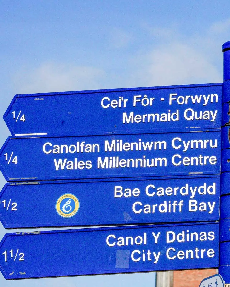 A sign at Mermaid Quay in Cardiff Wales