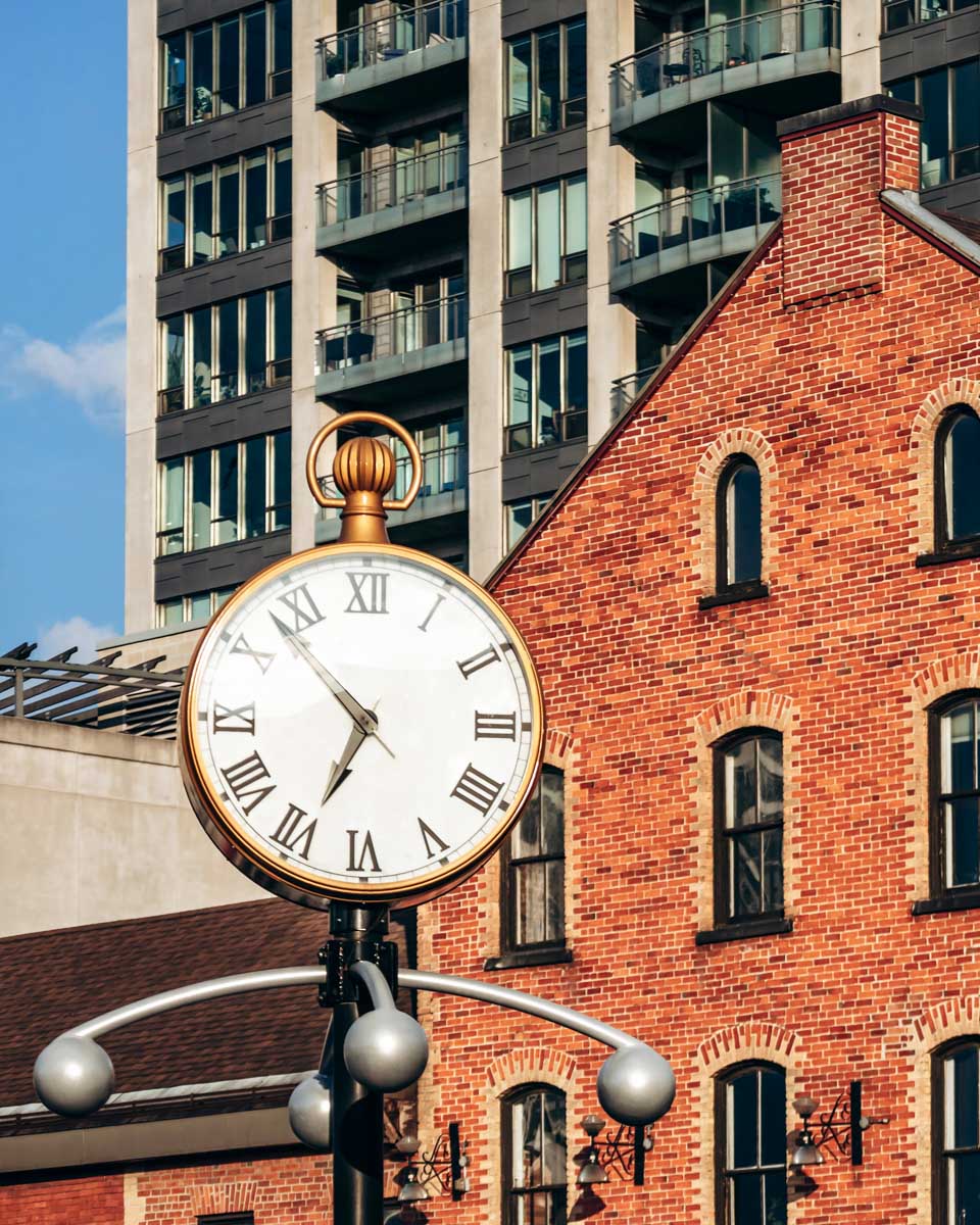 A street clock in the Byward Market district of Ottawa