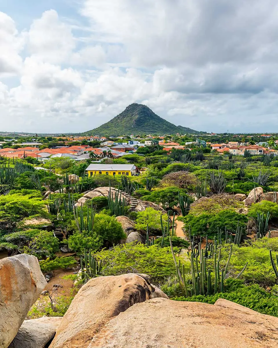 A view north from the top of a volcanic rock formation in the Casibari region of Aruba