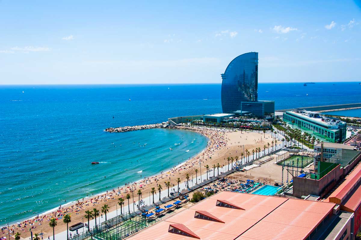 Aerial view of Barcelona's shoreline
