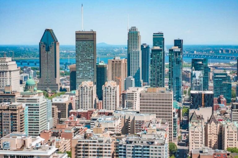 Aerial view of Montreal city downtown skyline