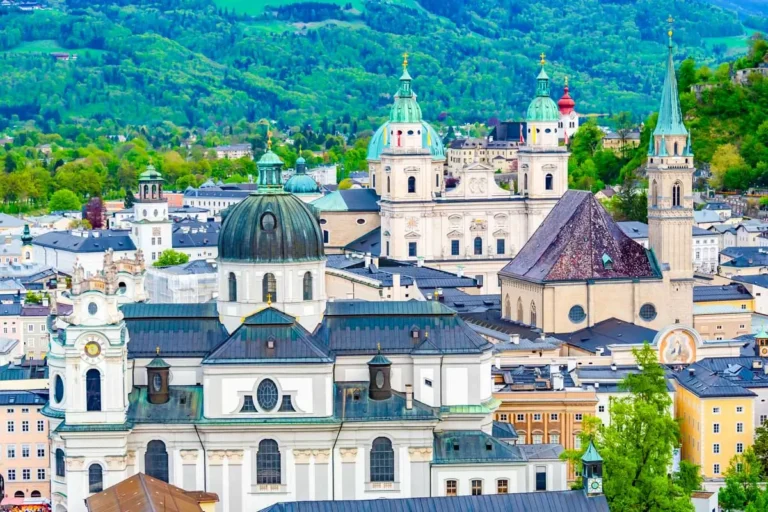 Aerial view of the Salzburg cathedral in Austria
