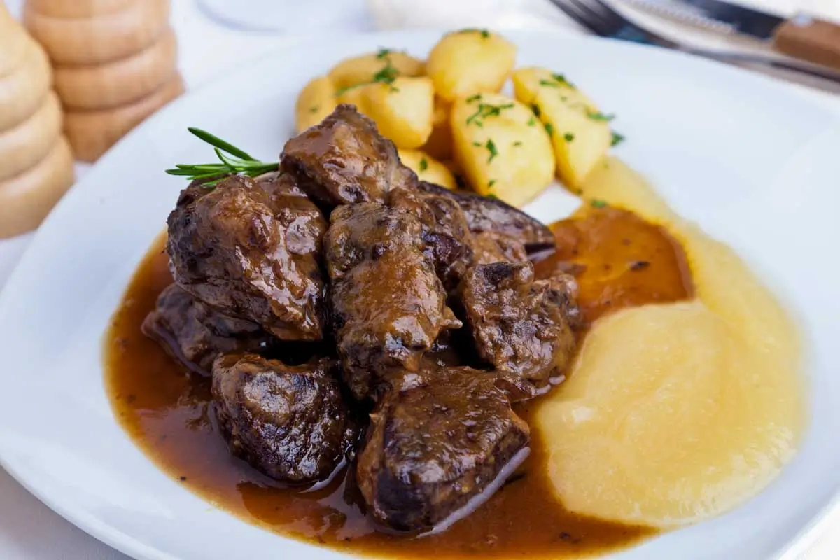 Alcatra steak dinner eaten in Azores Portugal