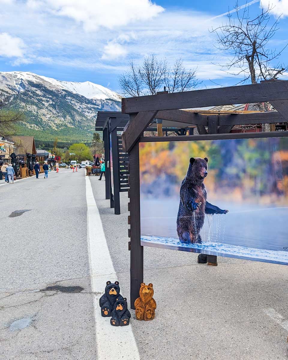 Art on the side of main street in Canmore, Canada