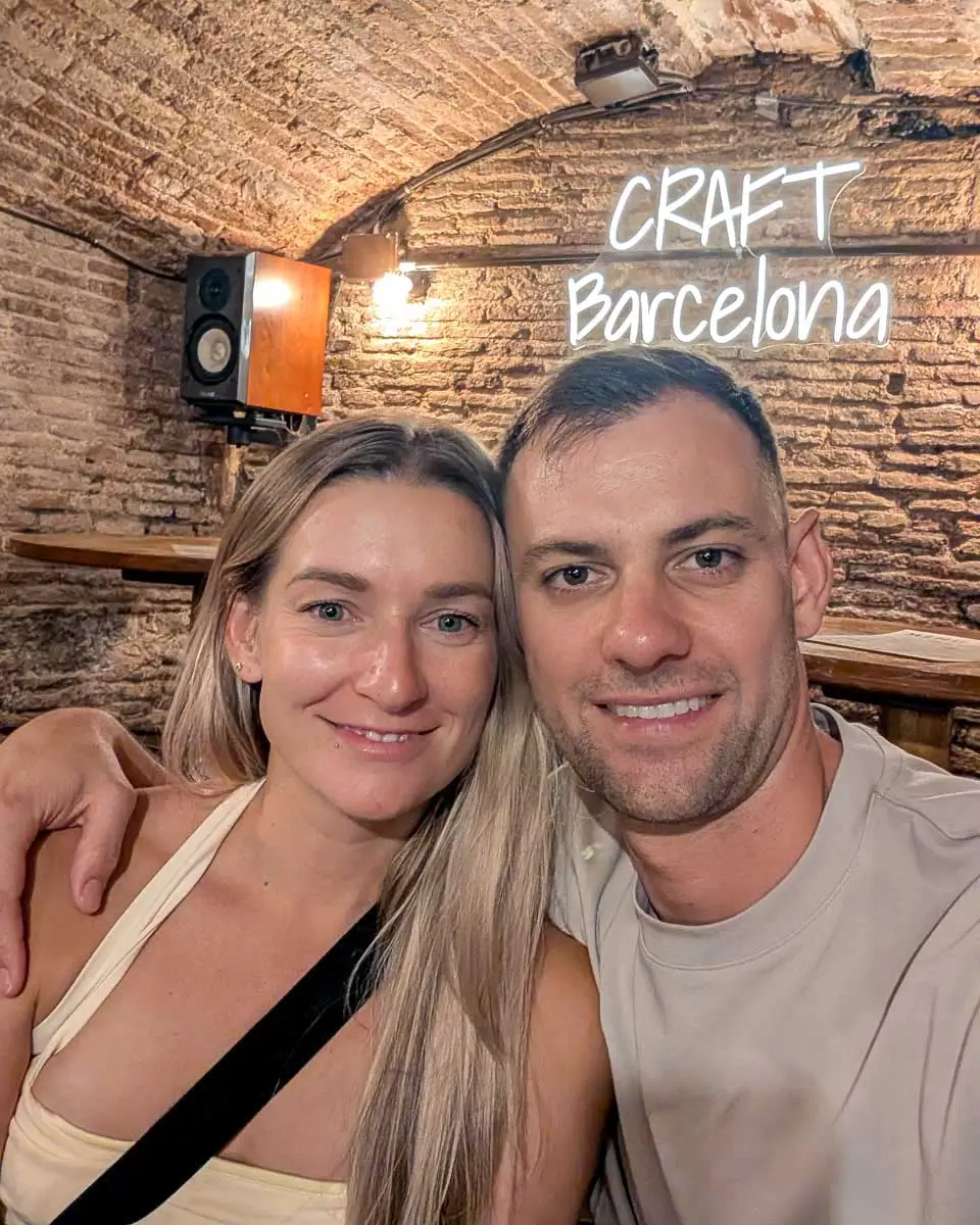 Bailey and Daniel having drinks in Barcelona, Spain