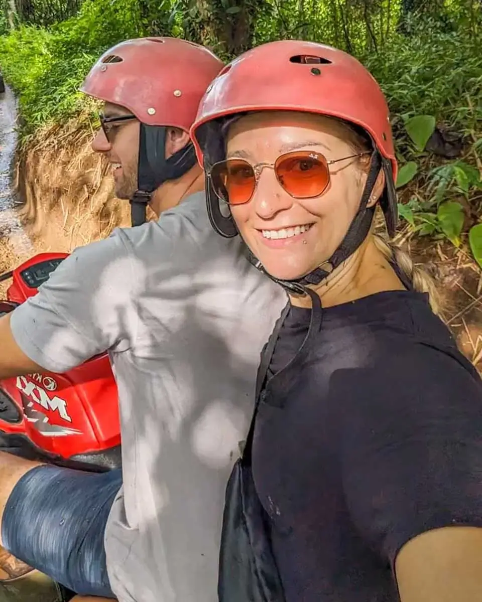 Bailey and Daniel riding on ATV in Aruba