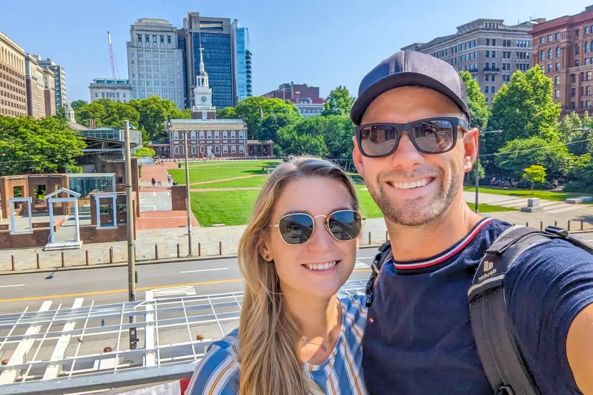 Bailey and Daniel take a selfie in Philadelphia, Pennsylvania