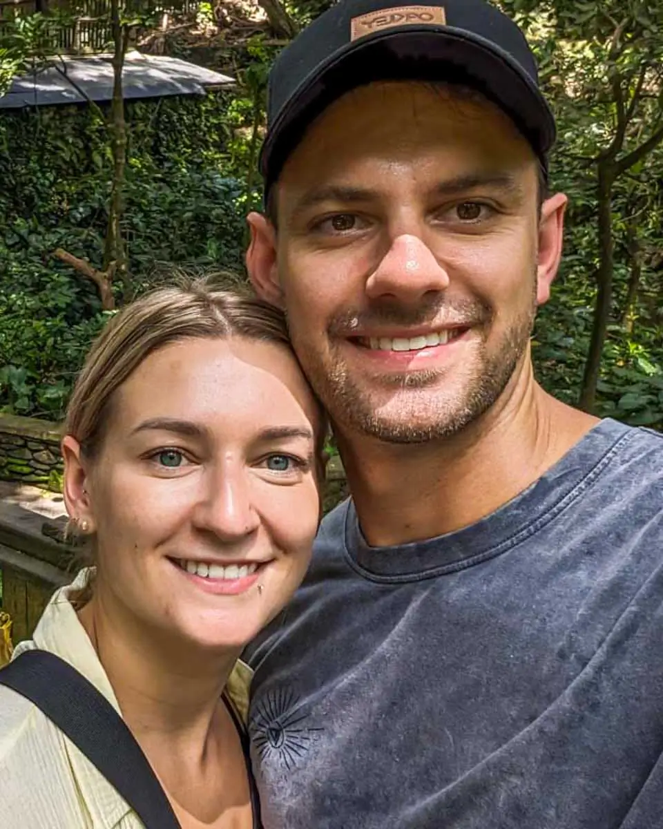 Bailey and Daniel taking a selfie at a park in Kuala Lumpur, Malaysia