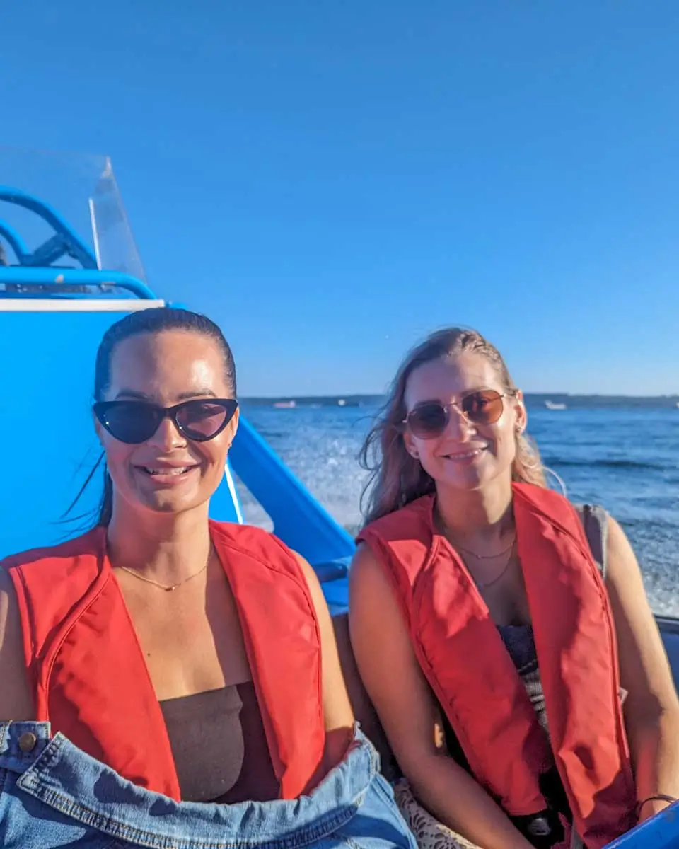 Bailey and friend on a Zodiac tour from Halifax, Nova Scotia