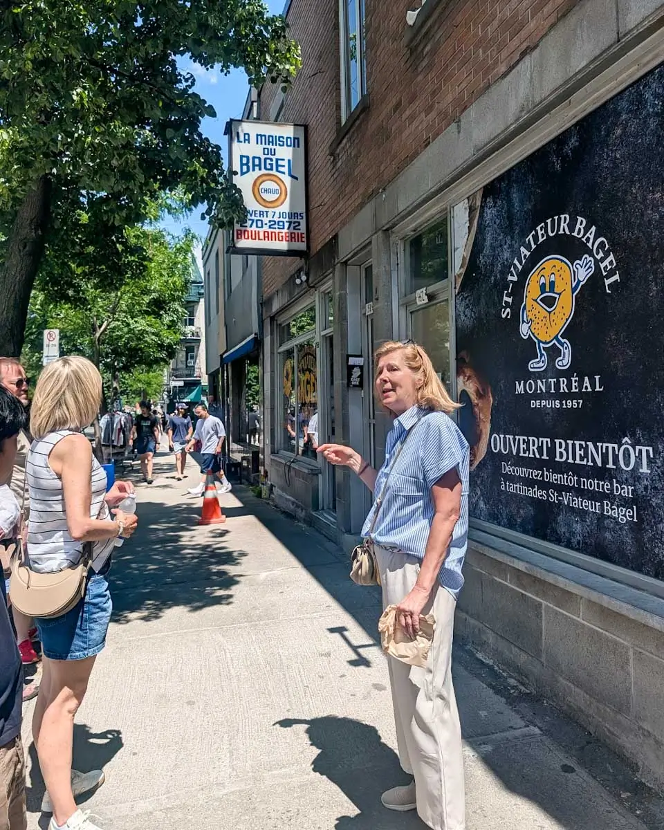 Bailey and her friend on a food tour in Montreal, Quebec