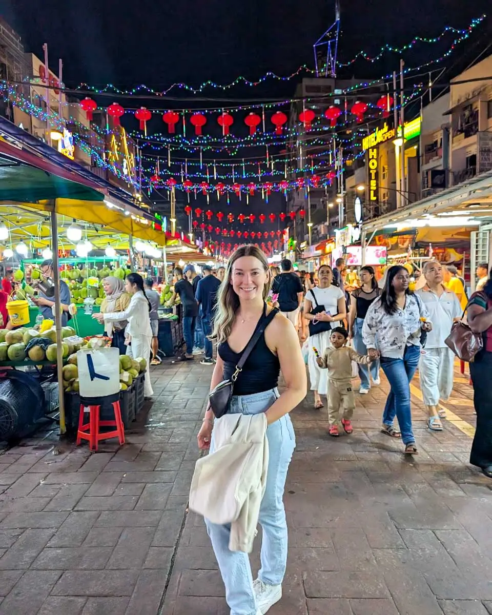 Bailey at a night market in Kuala Lumpur, Malaysia