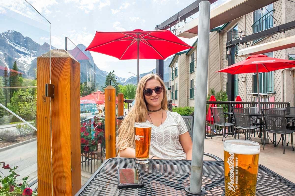 Bailey-enjoys-a-drink-at-The-Drake-in-Canmore