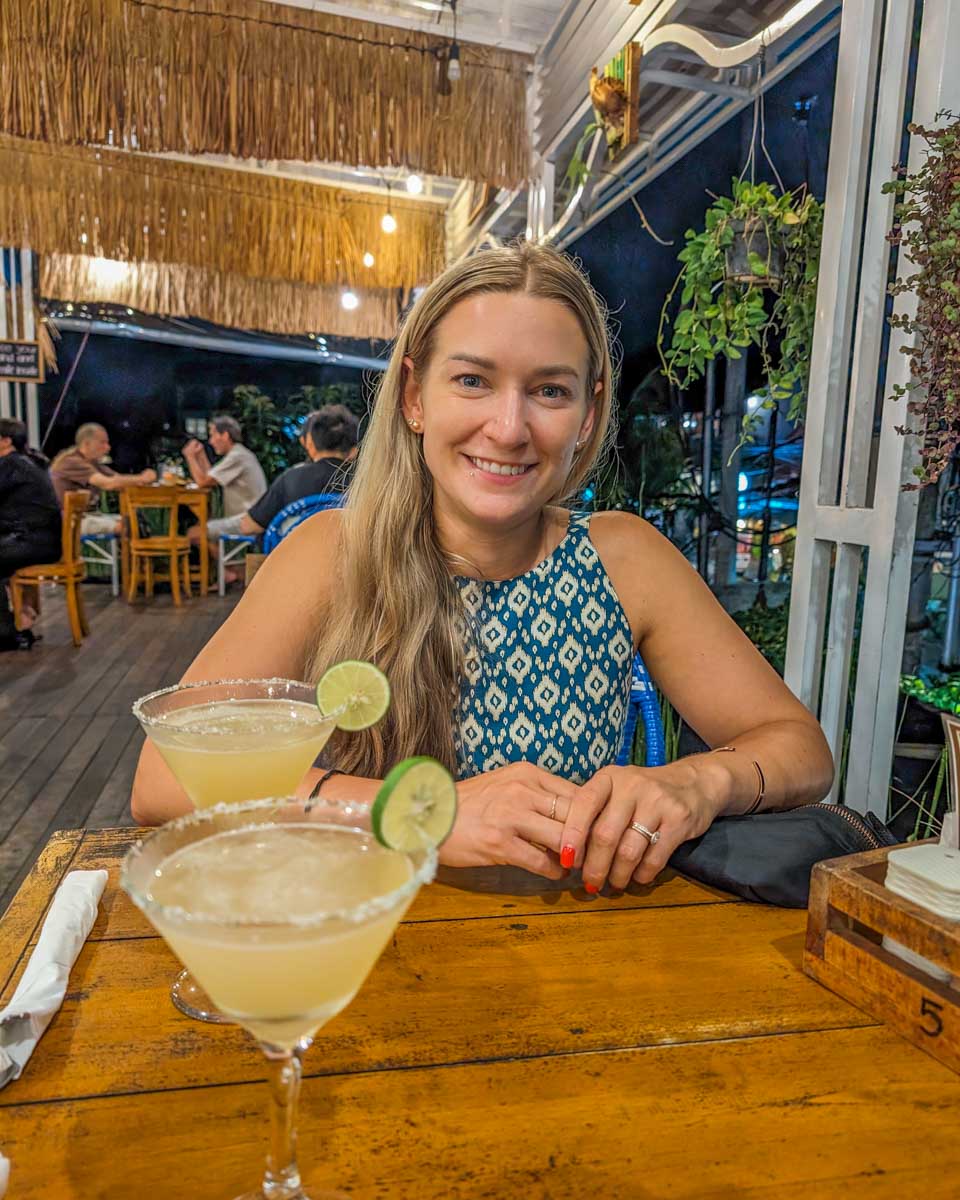 Bailey-enjoys-a-margarita-cocktail-in-Quito Ecuador