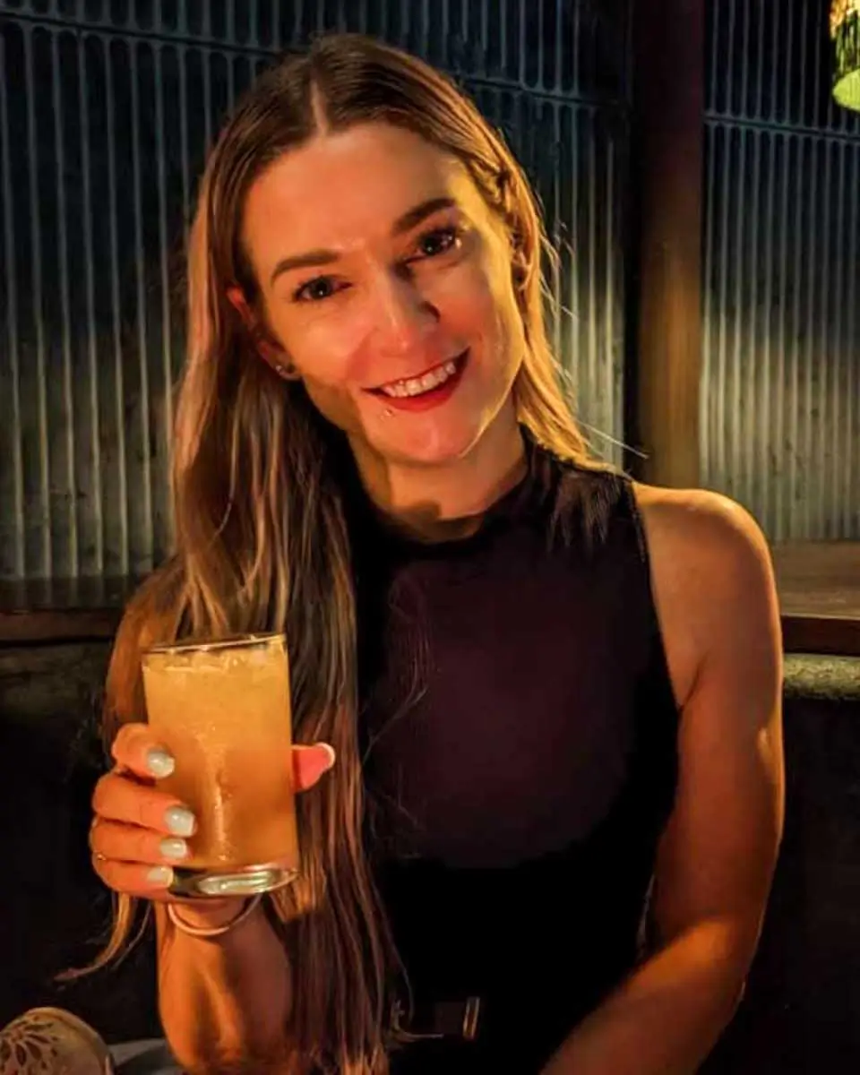 Bailey having a drink in Quebec City