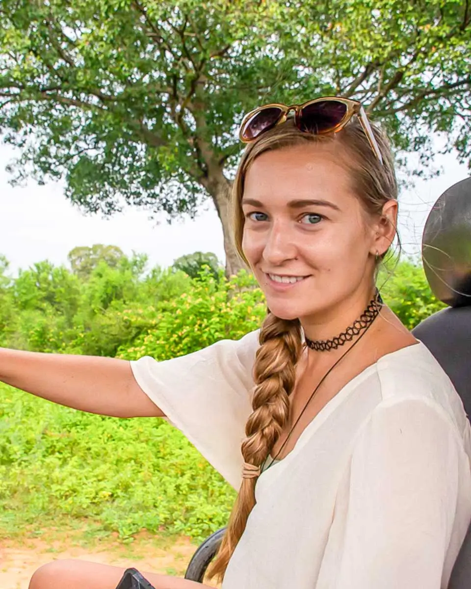 Bailey in a jeep during sightseeing adventure tour in Nassau